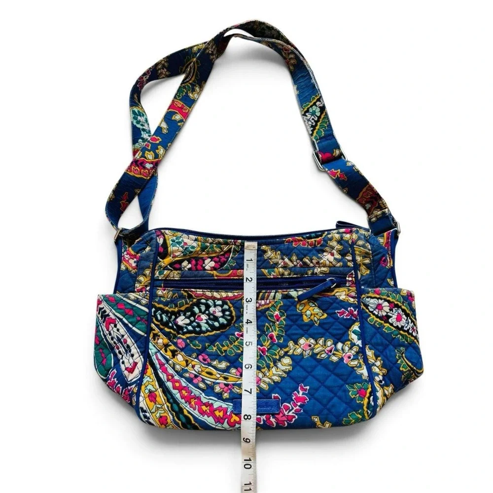 Vera Bradley Blue Paisley Quilted Cotton Crossbody Bag Adjustable Strap Boho